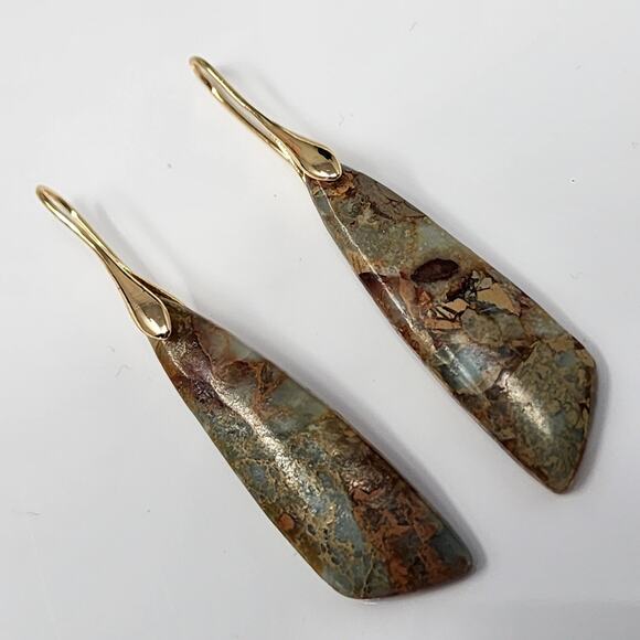 Green Marbled Dangle Earrings - Picture 2 of 10